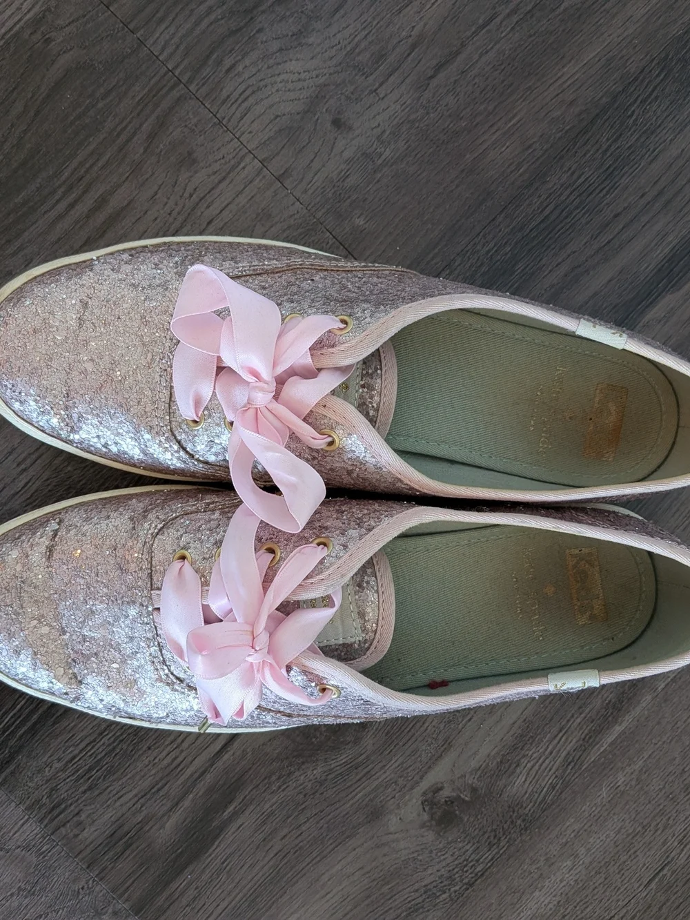 kate spade Pink Sequin Ribbon Lace Keds Sneakers
